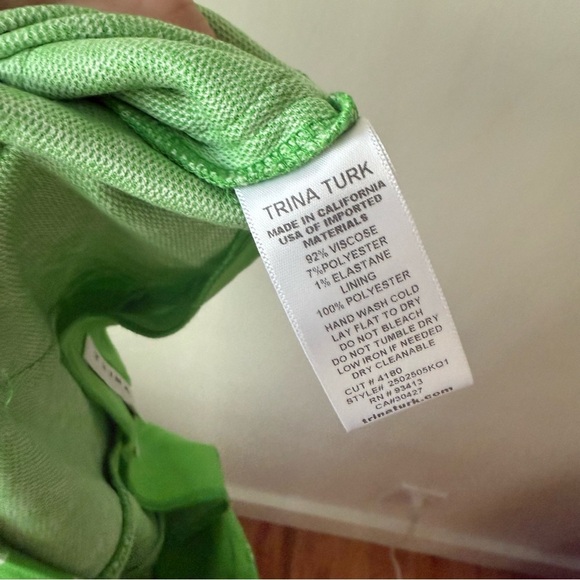 Trina Turk Tennis Green & White Pattern Bootcut Pant - Billie Jean 0 - Picture 9 of 9